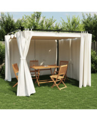 Tonnelle avec rideaux crème 3x3 m acier | Mobilier & Déco