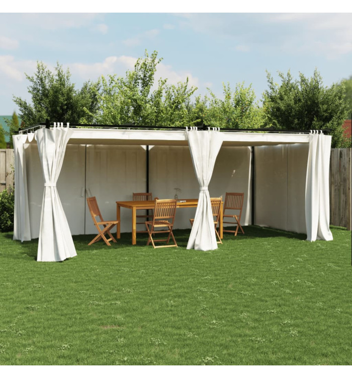 Tonnelle avec rideaux crème 6x3 m acier | Mobilier & Déco