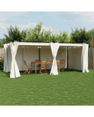 Tonnelle avec rideaux crème 6x3 m acier | Mobilier & Déco