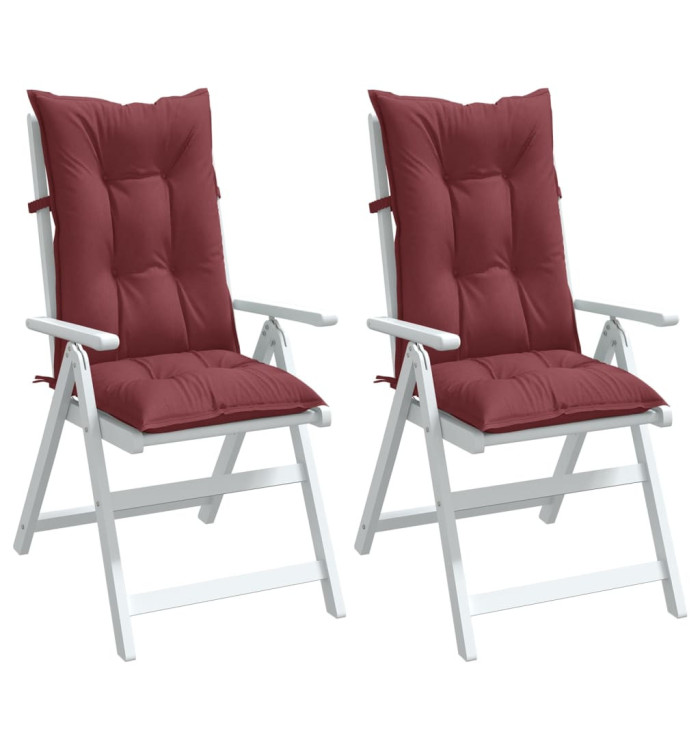 Coussins de chaise dossier haut lot de 2 rouge bordeaux mélangé | Mobilier & Déco