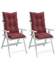 Coussins de chaise dossier haut lot de 2 rouge bordeaux mélangé | Mobilier & Déco