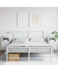 Tables de chevet 2 pcs blanc 36x39x68 cm acier | Mobilier & Déco