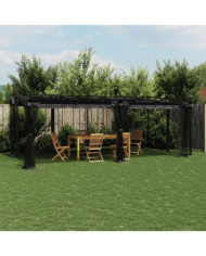 Tonnelle avec parois en filet anthracite 6x3 m acier | Mobilier & Déco