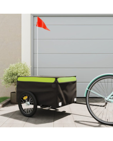 Remorque de vélo noir et vert 45 kg fer | Mobilier & Déco