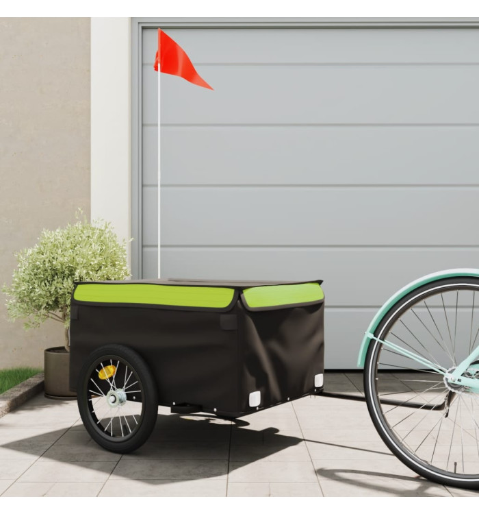 Remorque de vélo noir et vert 45 kg fer | Mobilier & Déco