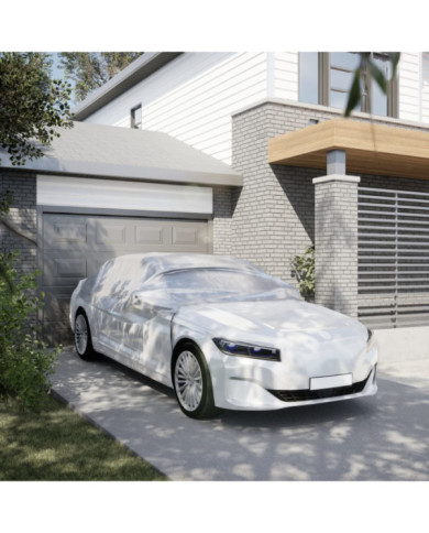 Demi-housse de voiture avec crochets argenté M PEVA | Mobilier & Déco