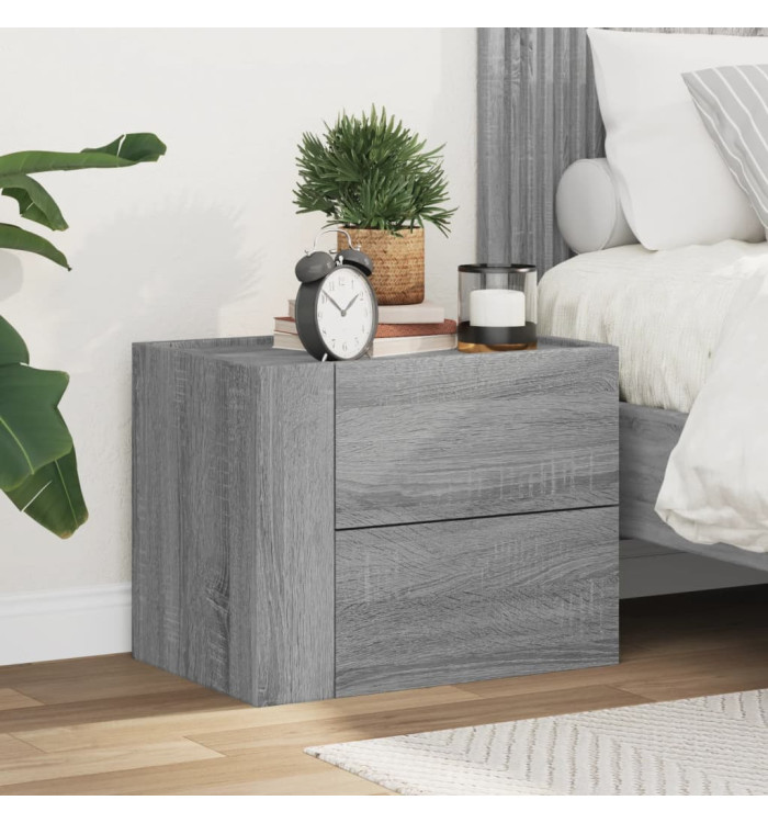 Table de chevet murale sonoma gris 45x30x35 cm | Mobilier & Déco