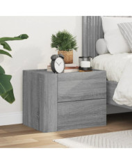 Table de chevet murale sonoma gris 45x30x35 cm | Mobilier & Déco