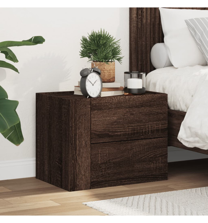 Table de chevet murale chêne marron 45x30x35 cm | Mobilier & Déco