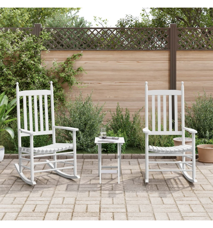 Chaises à bascule lot de 2 table pliable blanc massif peuplier | Mobilier & Déco