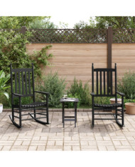 Chaises à bascule avec sièges incurvés lot de 2 noir peuplier | Mobilier & Déco