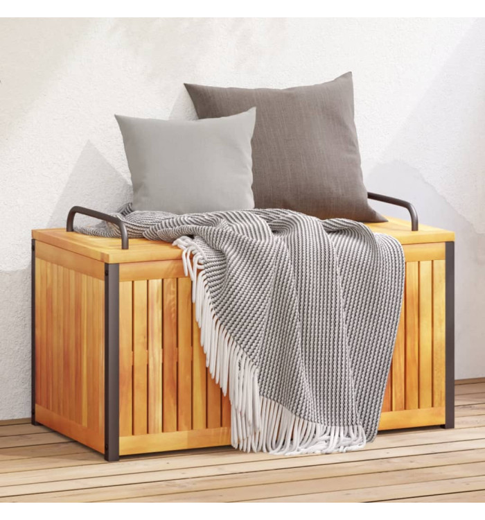 Boîte à coussins d'extérieur bois d'acacia solide et acier | Mobilier & Déco