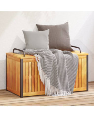 Boîte à coussins d'extérieur bois d'acacia solide et acier | Mobilier & Déco