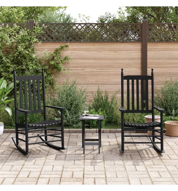Chaises à bascule lot de 2 table pliable noir massif peuplier | Mobilier & Déco