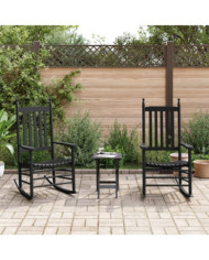 Chaises à bascule lot de 2 table pliable noir massif peuplier | Mobilier & Déco