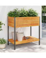 Jardinière et étagère 80x45x80 cm bois massif d'acacia et acier | Mobilier & Déco