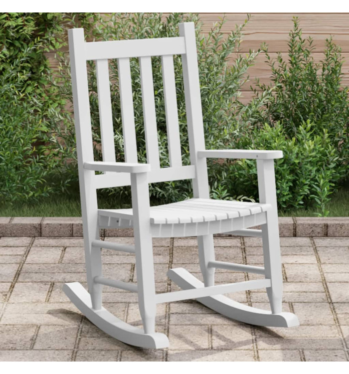 Chaise à bascule enfants blanc bois de peuplier massif | Mobilier & Déco
