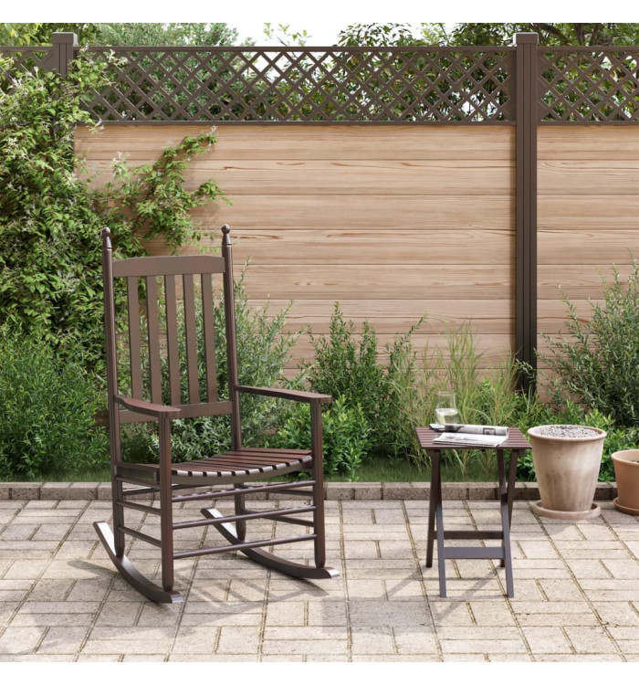 Chaise à bascule avec table pliable marron bois massif peuplier | Mobilier & Déco