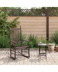 Chaise à bascule avec table pliable marron bois massif peuplier | Mobilier & Déco