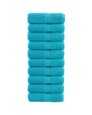 Serviettes de visage de qualité sup. SOLUND 10 pcs turquoise | Mobilier & Déco