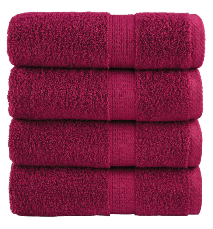 Serviettes de visage de qualité sup. SOLUND 4 pcs bordeaux | Mobilier & Déco