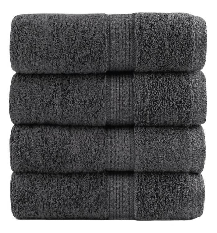 Serviettes de visage de qualité sup. SOLUND 4pcs anthracite | Mobilier & Déco