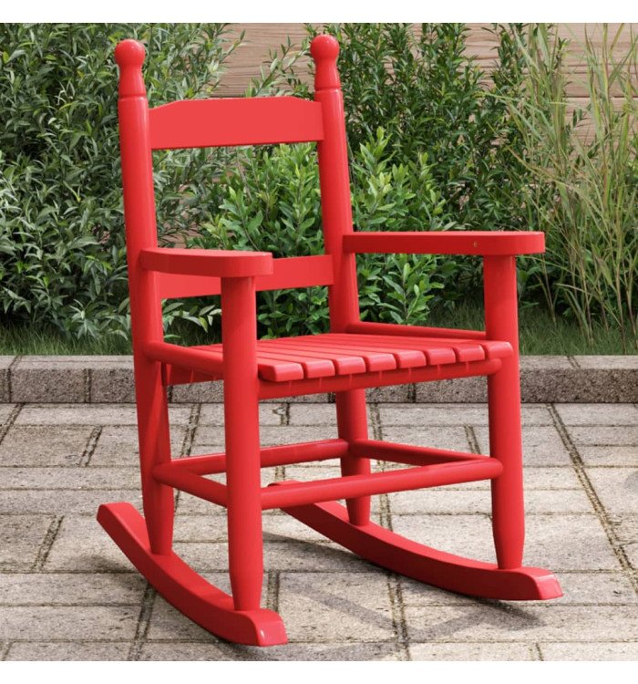 Chaise à bascule enfants rouge bois de peuplier massif | Mobilier & Déco