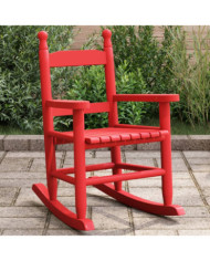 Chaise à bascule enfants rouge bois de peuplier massif | Mobilier & Déco