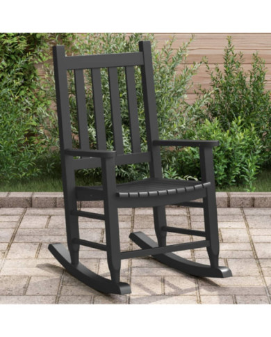 Chaise à bascule enfants noir bois de peuplier massif | Mobilier & Déco