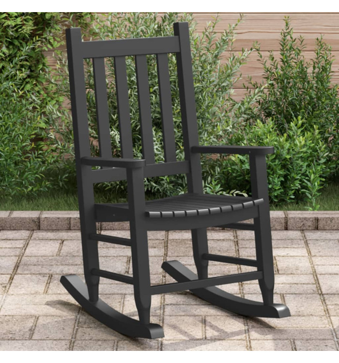 Chaise à bascule enfants noir bois de peuplier massif | Mobilier & Déco
