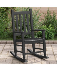 Chaise à bascule enfants noir bois de peuplier massif | Mobilier & Déco