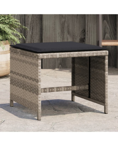 Tabourets de jardin coussins lot de 4 gris clair résine tressée | Mobilier & Déco