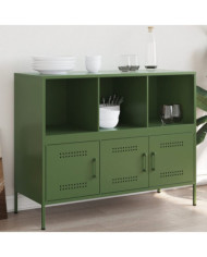 Buffet vert olive 100,5x39x79 cm acier | Mobilier & Déco