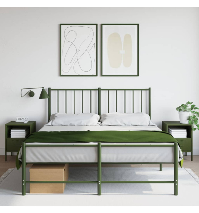 Tables de chevet 2 pcs vert olive 36x39x50,5 cm acier | Mobilier & Déco