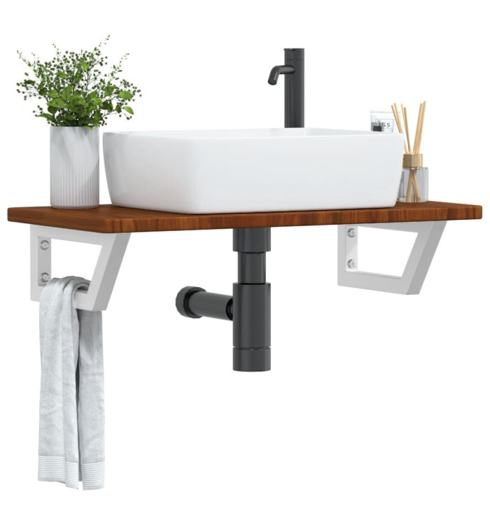 Étagère de vasque murale acier et bois de chêne massif | Mobilier & Déco