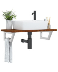 Étagère de vasque murale acier et bois de chêne massif | Mobilier & Déco
