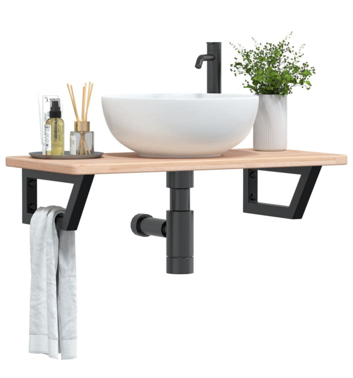 Étagère de vasque murale acier et bois de chêne massif | Mobilier & Déco