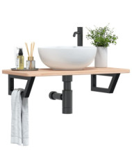 Étagère de vasque murale acier et bois de chêne massif | Mobilier & Déco