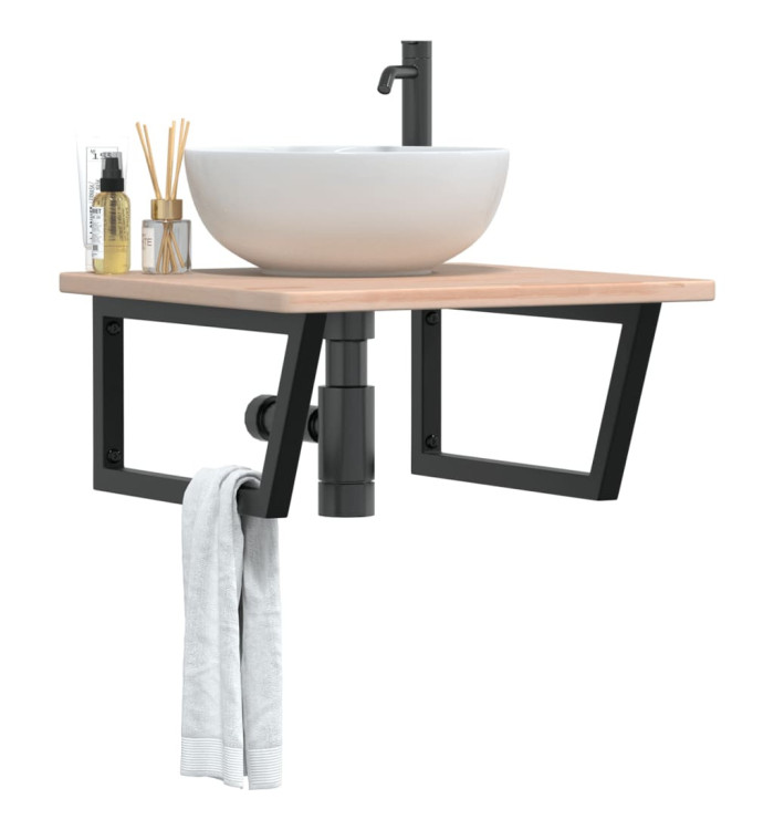 Étagère de vasque murale acier et bois de chêne massif | Mobilier & Déco