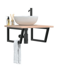 Étagère de vasque murale acier et bois de chêne massif | Mobilier & Déco
