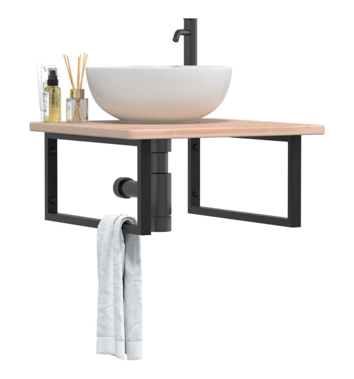 Étagère de vasque murale acier et bois de chêne massif | Mobilier & Déco