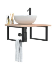 Étagère de vasque murale acier et bois de chêne massif | Mobilier & Déco