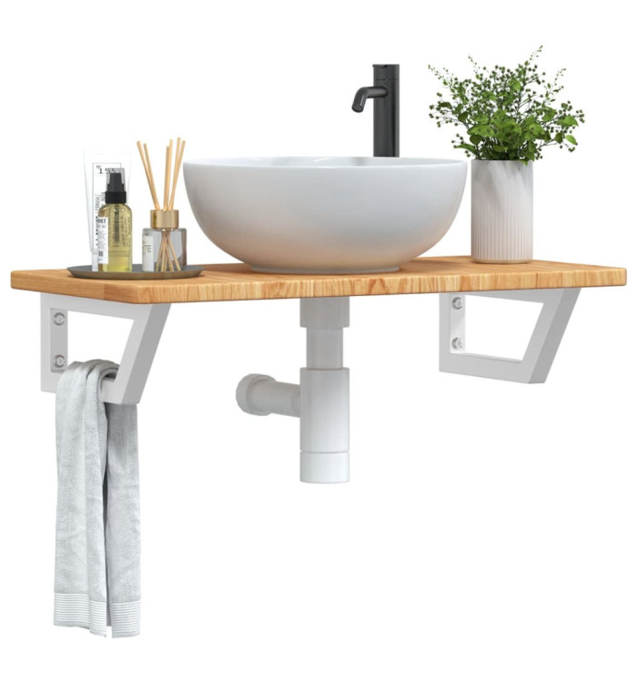 Étagère de vasque murale acier et bois de chêne massif | Mobilier & Déco
