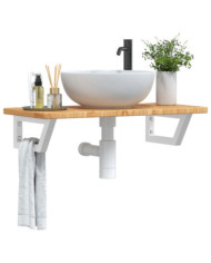 Étagère de vasque murale acier et bois de chêne massif | Mobilier & Déco