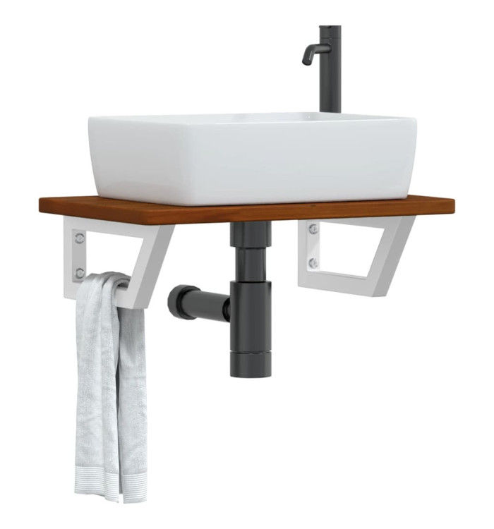 Étagère de vasque murale acier et bois de chêne massif | Mobilier & Déco