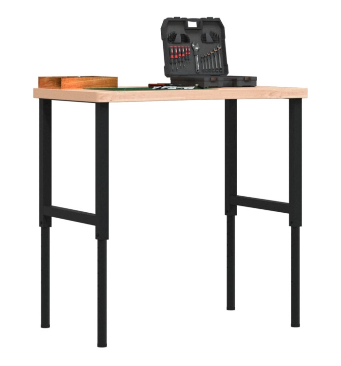 Établi 100x(55-60)x(73-99,5) cm bois massif de hêtre | Mobilier & Déco