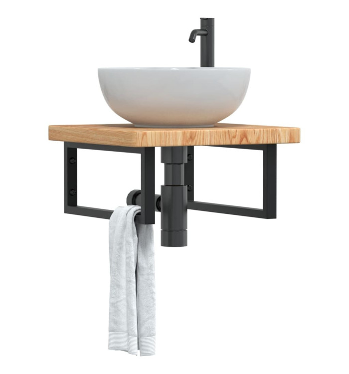 Étagère de vasque murale acier et bois de chêne massif | Mobilier & Déco