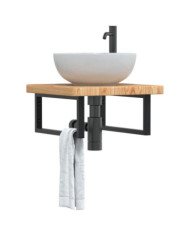 Étagère de vasque murale acier et bois de chêne massif | Mobilier & Déco
