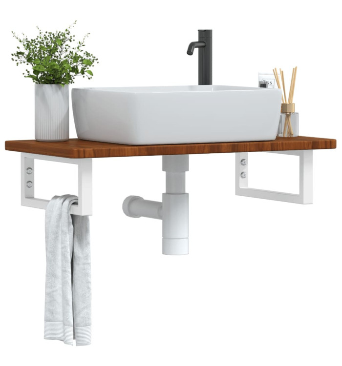 Étagère de vasque murale acier et bois de chêne massif | Mobilier & Déco