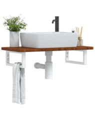 Étagère de vasque murale acier et bois de chêne massif | Mobilier & Déco